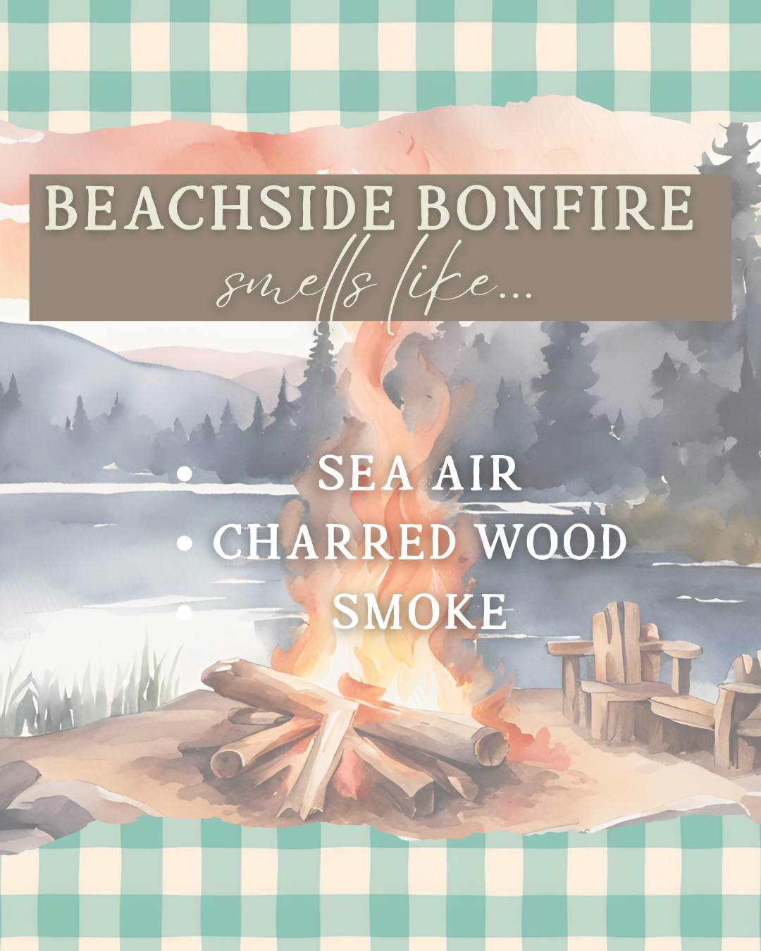 Beachside Bonfire Wooden Wick Soy Candle – Sea Air & Smoke Scent