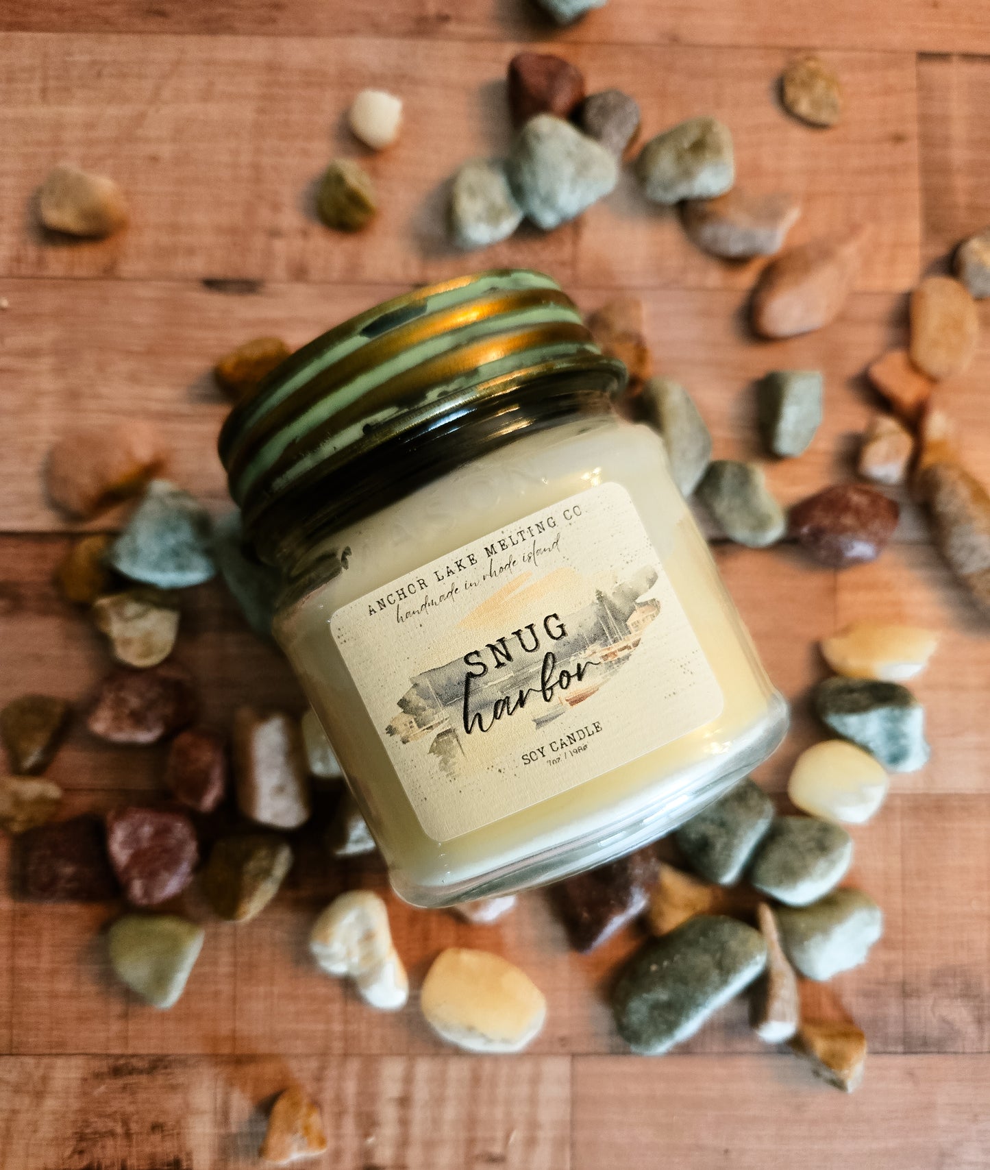 Snug Harbor | Sugared Pear & Cinnamon | Soy Wax Mason Jar Candle with Wooden Wick