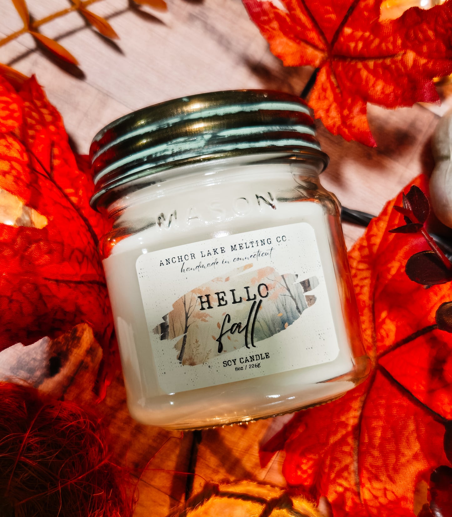 Hello Fall | Soy Candle – Cedar Leaf, Spiced Apple & Pine | 8oz or 13oz