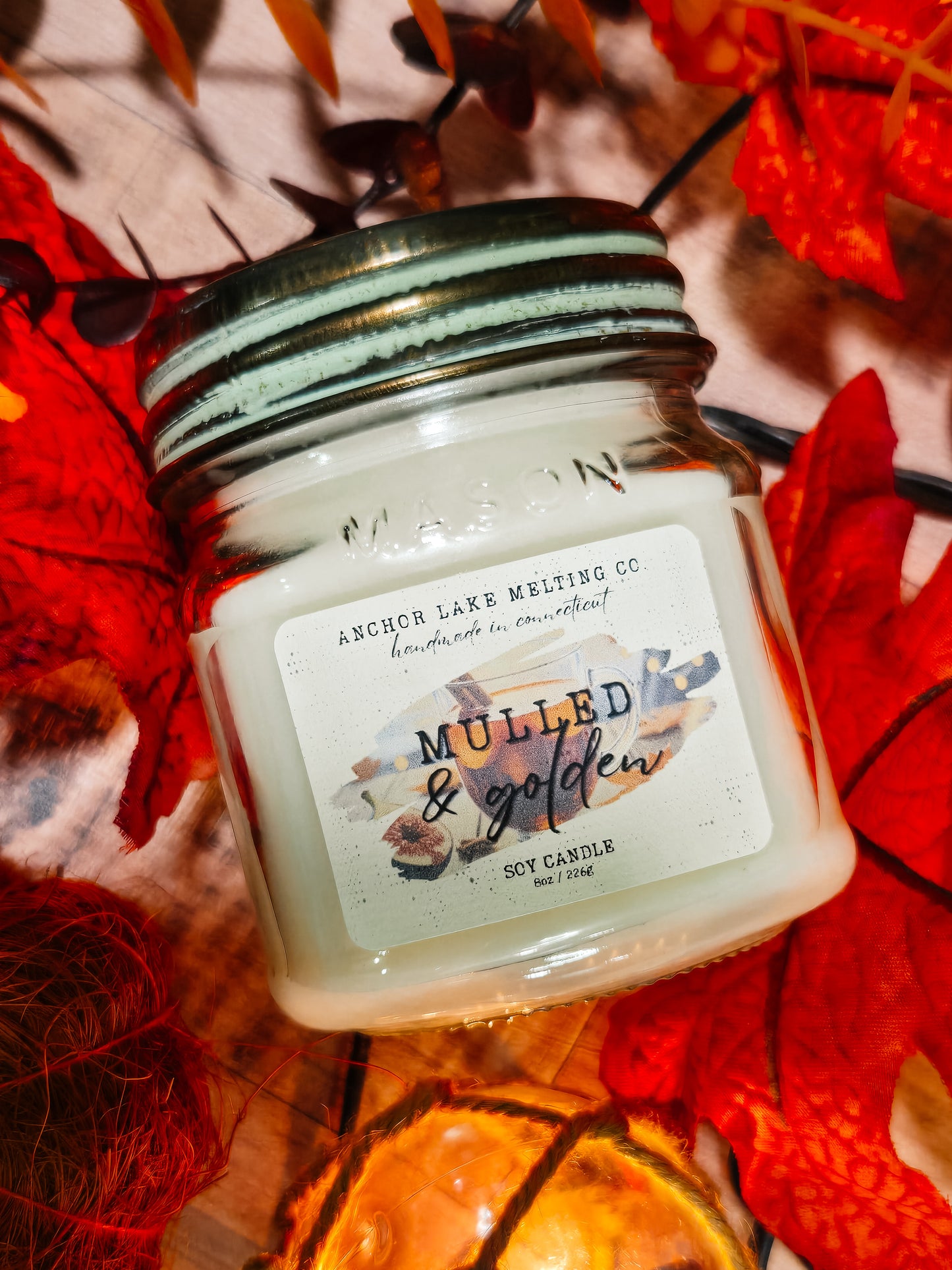 Mulled & Golden | Soy Candle – Pumpkin, Mulled Wine & Sandalwood | 8oz or 13oz