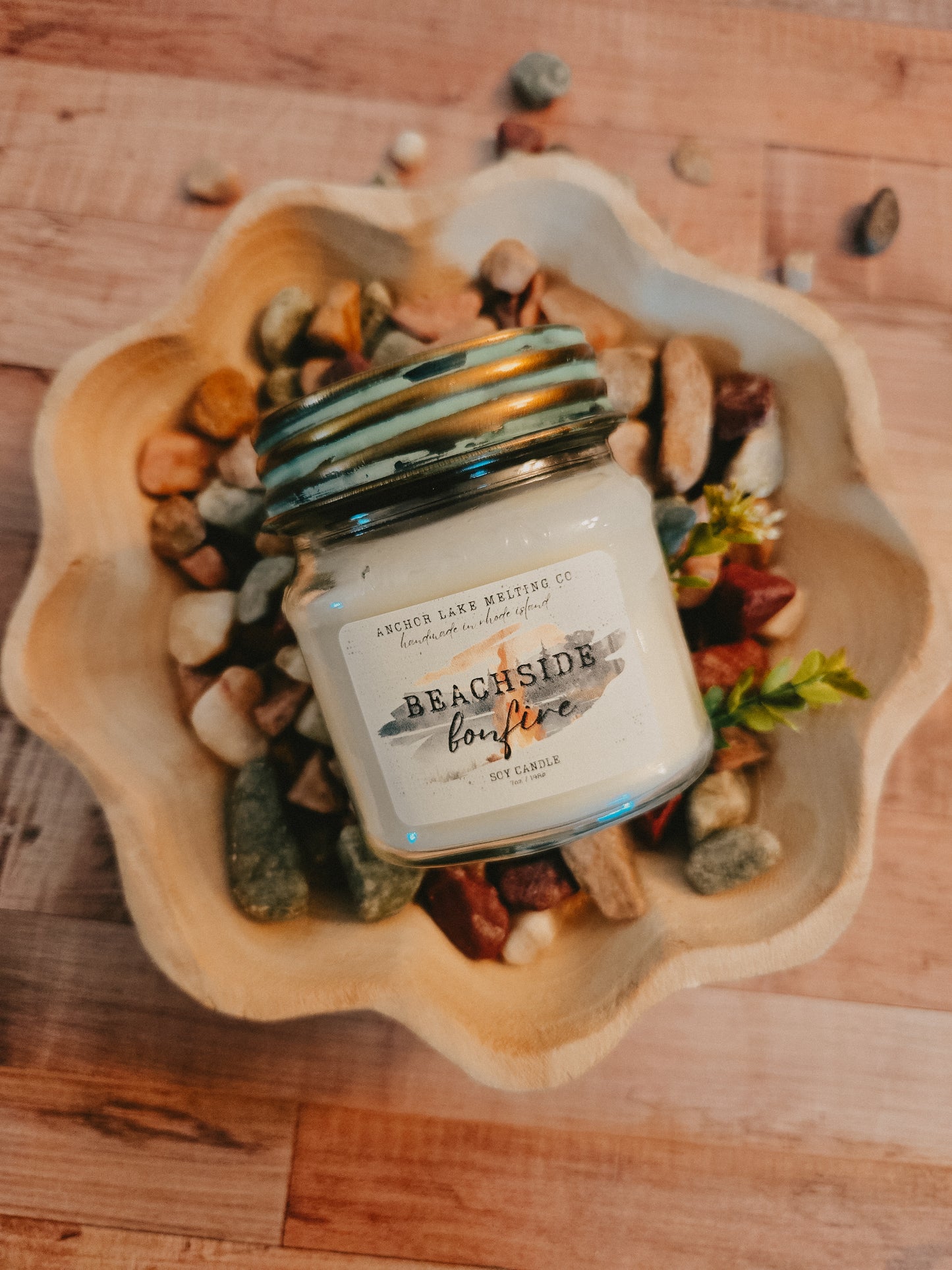 Beachside Bonfire | Sea Air, Smoke & Charred Wood | Soy Wax Mason Jar Candle