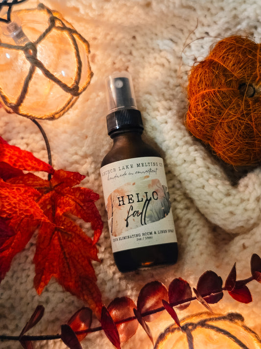 Hello Fall | 2oz Natural Odor Eliminating Room Spray – Cedar Leaf, Spiced Apple & Pine