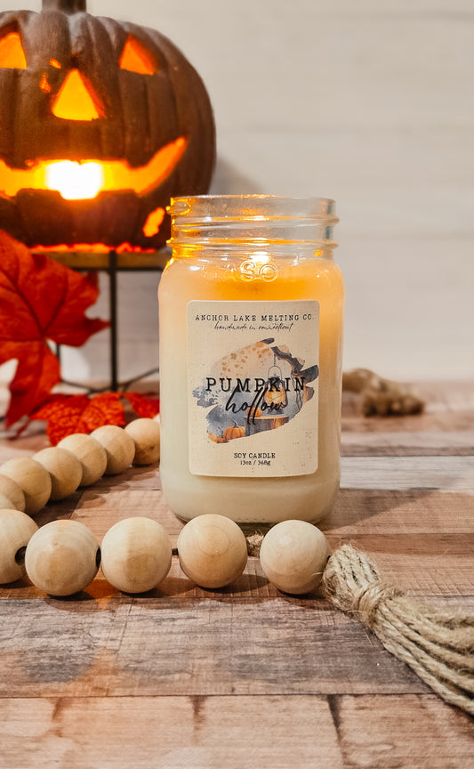 Pumpkin Hollow | Soy Candle – Pumpkin, Browned Butter & Charred Wood | 8oz or 13oz