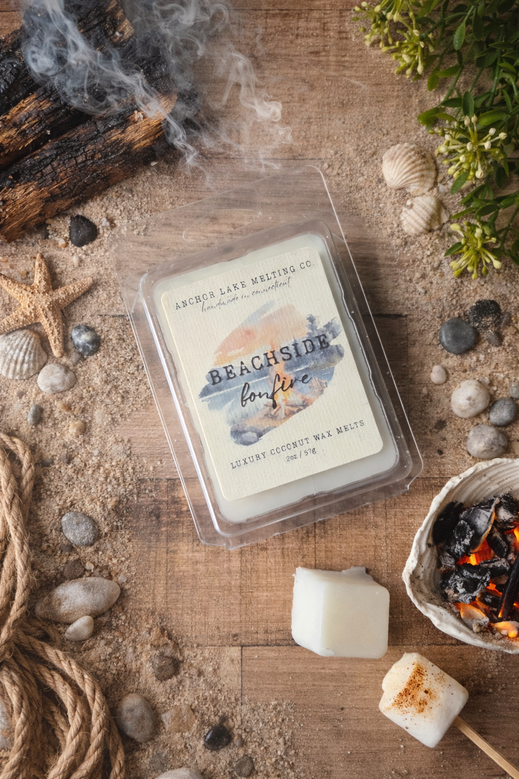 Beachside Bonfire Coconut Wax Melt – Sea Air & Smoke Scent