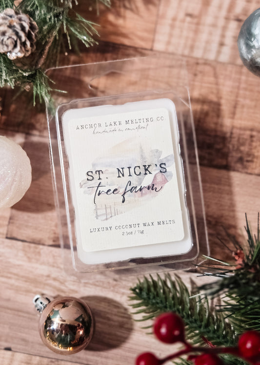 St. Nick’s Tree Farm – Juniper & Tobacco Coconut Wax Melts | Rustic Pine Christmas Scent