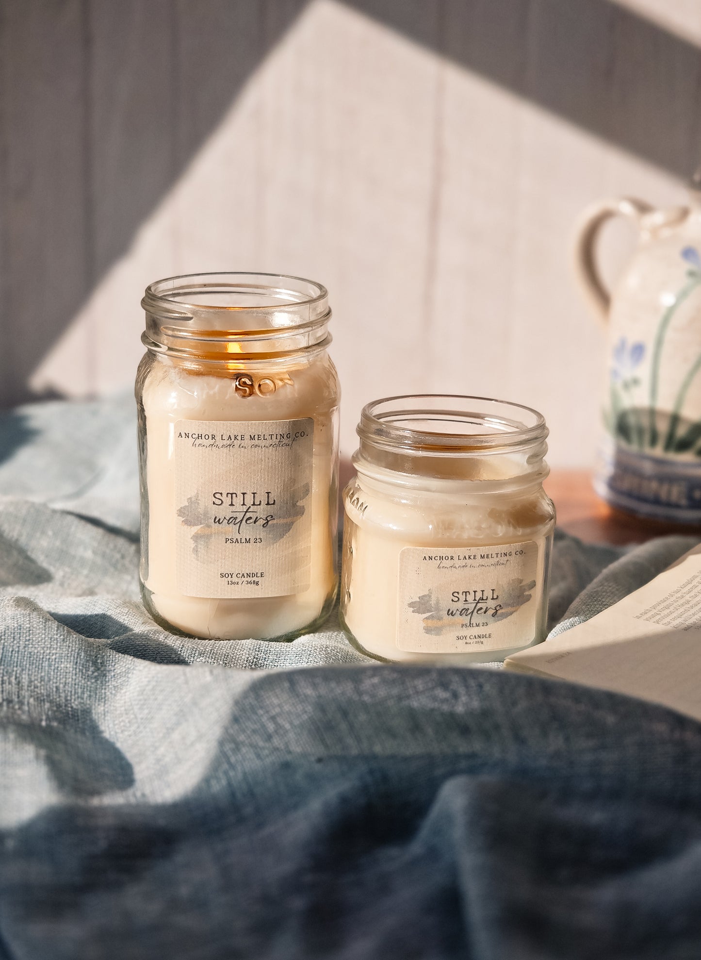 Still Waters Wooden Wick Candle - Peach, Magnolia & Cedar Scent