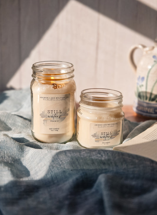 Still Waters Wooden Wick Candle - Peach, Magnolia & Cedar Scent