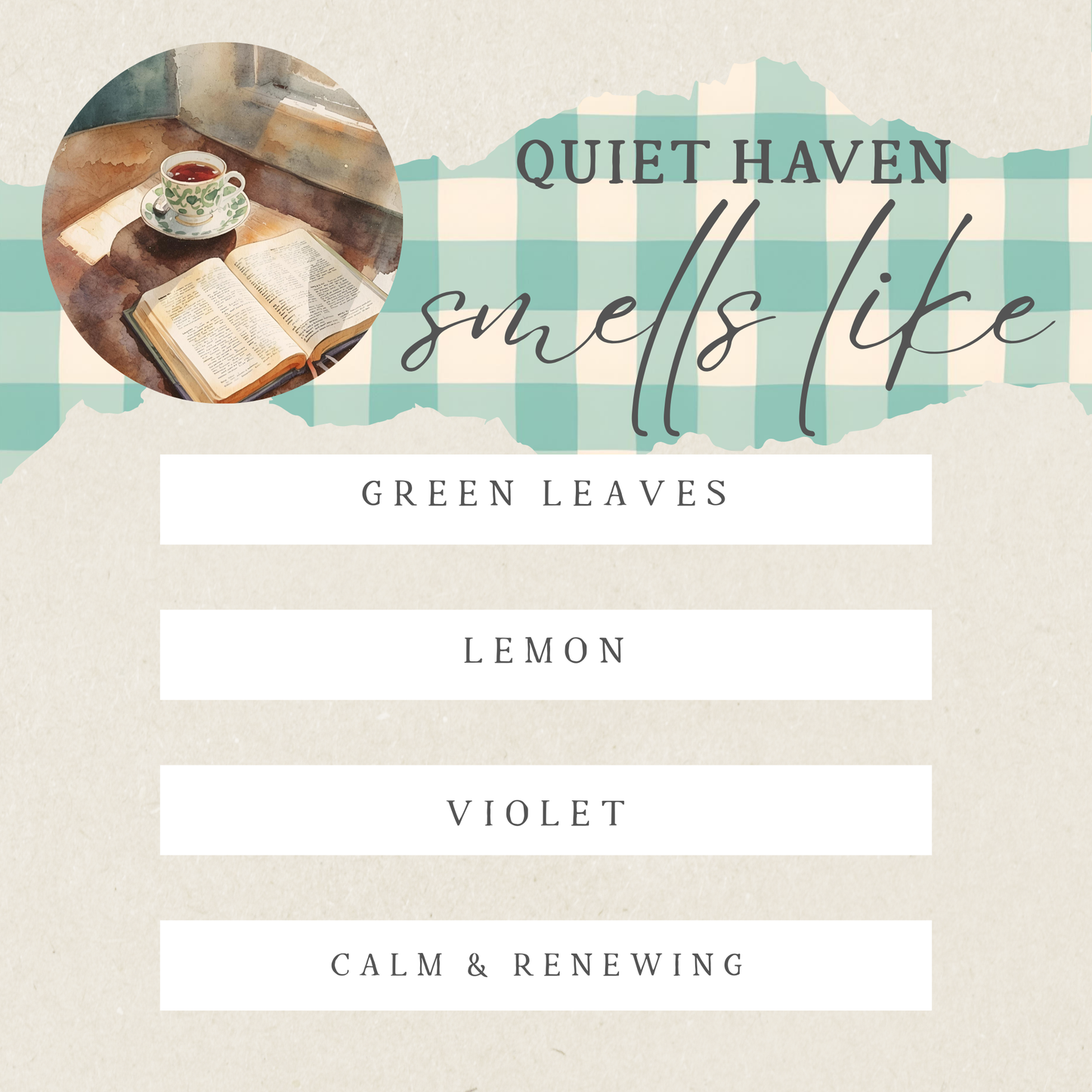 Quiet Haven Wooden Wick Candle- White Tea Scent