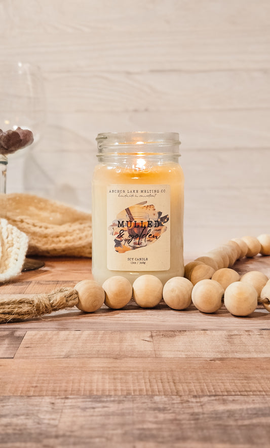 Mulled & Golden | Soy Candle – Pumpkin, Mulled Wine & Sandalwood | 8oz or 13oz