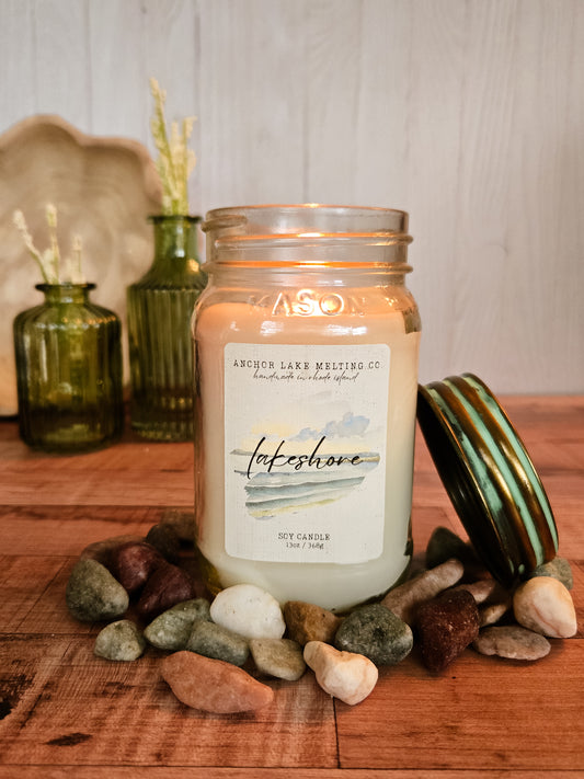 Lakeshore | Aquatic Amber & Oakmoss | Soy Wax Mason Jar Candle