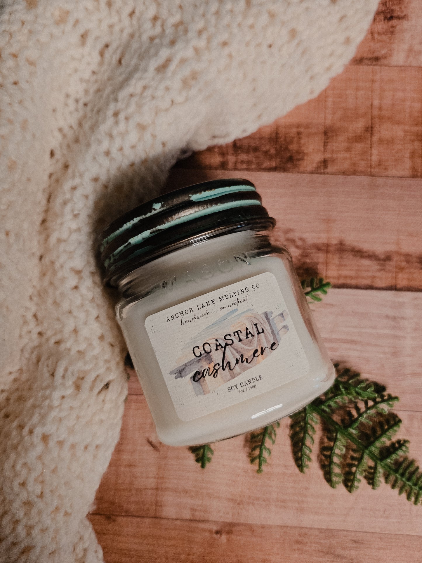 Coastal Cashmere Soy Candle – Orchid & Cocoa Butter – Wooden Wick Mason Jar (Formerly Vanilla Drift)