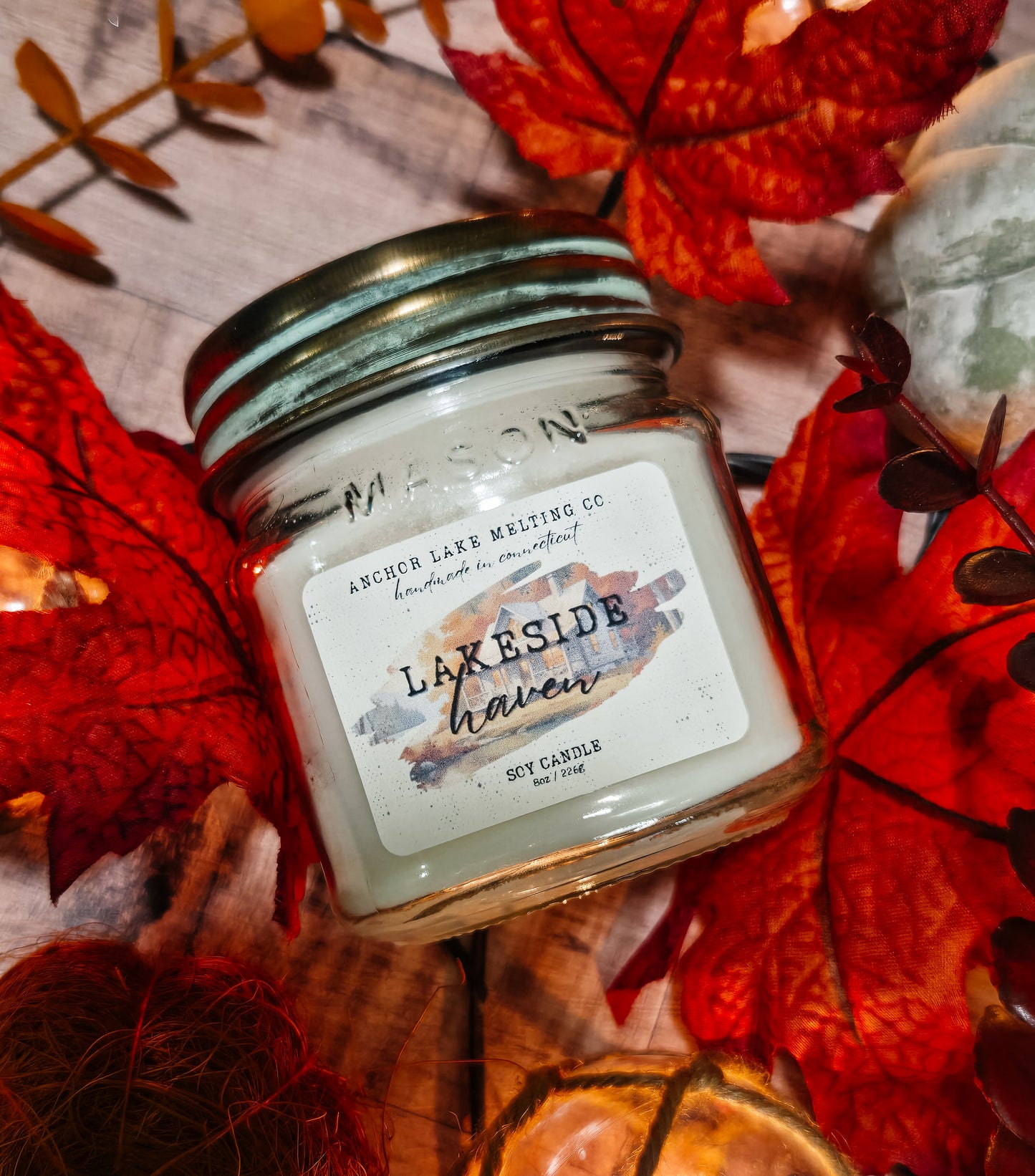 Lakeside Haven | Soy Candle – Coastal Air, Pine Smoke & Cedarwood | 8oz or 13oz