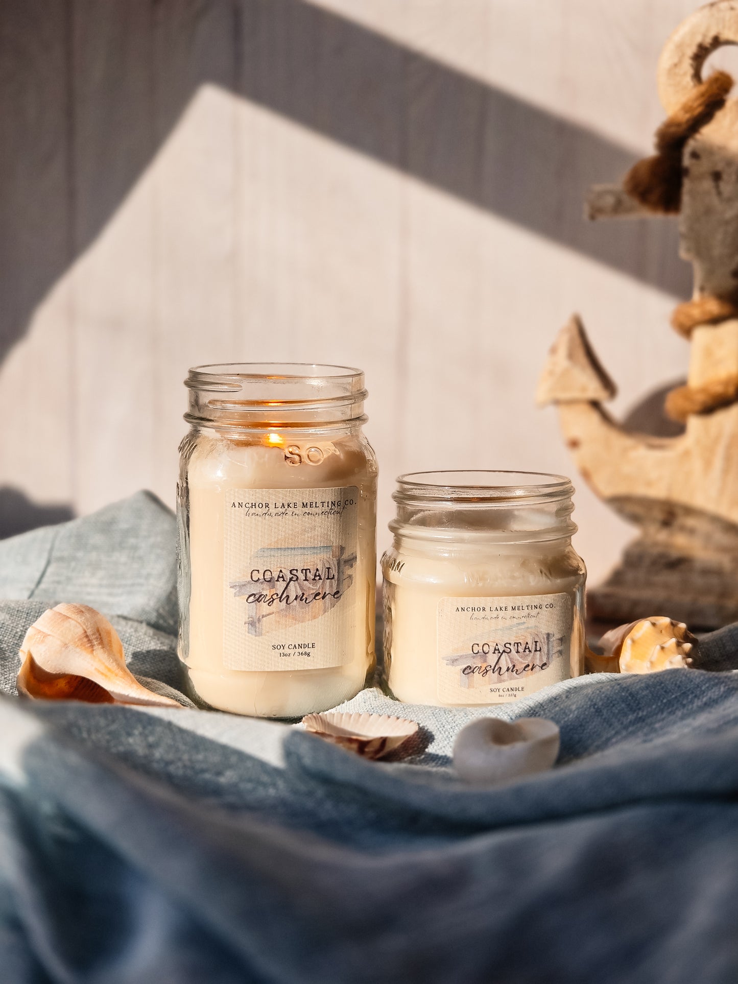 Coastal Cashmere Soy Candle – Orchid & Cocoa Butter – Wooden Wick Mason Jar (Formerly Vanilla Drift)